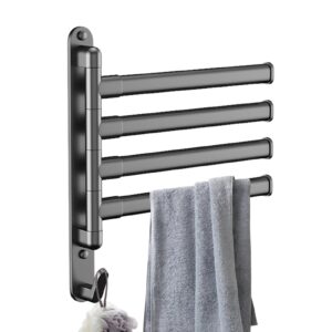 DUDOK Swivel Bathroom Towel Rack, Carbon Steel Towel Rack, Wall Mounted Towel Holder, Bath Towel Holder for Bathroom Wall, Towel Hanger for Bathroom, Kitchen, Waterproof, Rustproof, Space Saving Wall