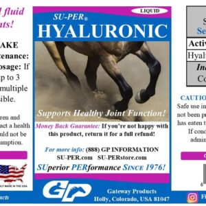 SU-PER Hyaluronic Joint Supplement for Horses - Supports Joints Health & Lubrication - Horse Hyaluronic Acid Liquid - 1 Gallon, 4 Month Supply