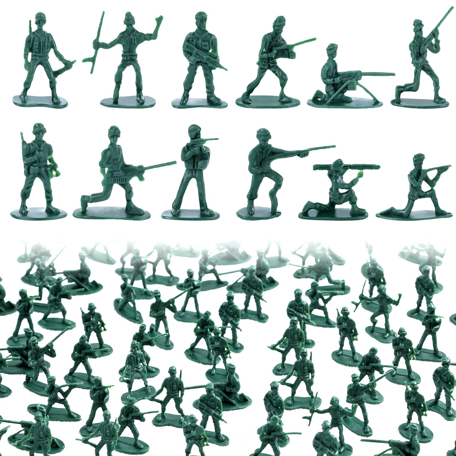 Shindel 200PCS Army Men Toy Soldiers, Green Soldier Figures Plastic Army Men Action Figures 12 Poses Creative Toys for Boys Girls Kids Birthday Gift