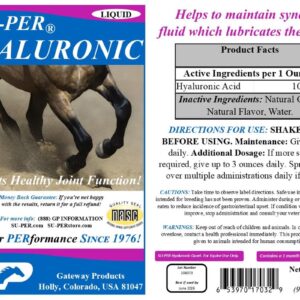 SU-PER Hyaluronic Joint Supplement for Horses - Supports Joints Health & Lubrication - Horse Hyaluronic Acid Liquid - 1 Quart, (2 Pack)