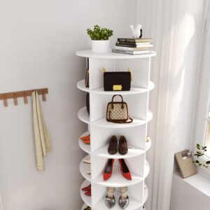 Dithoko Rotating Shoe Rack, 7-Tiers Storage Shoe Rack Tower, Free Standing 360°Shoe Storage Organizer Shoe Rack for Entryway Living Room Hallway (White, 7-Tiers)