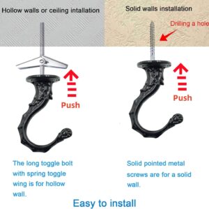 QLXHBOT Ceiling Hooks, Heavy Duty Swag Hook 65mm/2.6" with Screws Bolts and Toggle Wings for Hanging Plants Ceiling Installation Cavity Wall Fixing (3 Sets)