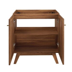 Modway Soma Rattan Weave Bathroom Vanity Cabinet (Sink Basin Not Included), 30 Inch, Walnut