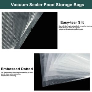 Vacuum Sealer Food Storage Bags - Fangkun Vacuum Sealer Bags for Airtight Food Storage Meal Prep or Sous Vide,Precut Seal Bags Embossed,100 of Pack (8" x 12")