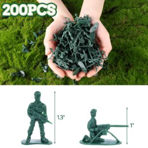 Shindel 200PCS Army Men Toy Soldiers, Green Soldier Figures Plastic Army Men Action Figures 12 Poses Creative Toys for Boys Girls Kids Birthday Gift