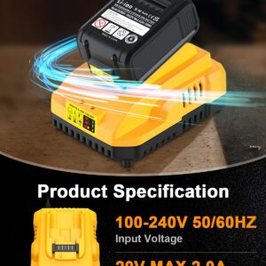 DCB112 Charger Replacement for Dewalt Battery Charger Compatible with Dewalt 12V 20V Max Lithium Battery DCB201 DCB204 DCB205 DCB206 DCB120 DCB127 DCB112 DCB115 DCB118 DCB107 DCB105 DCB102(Yellow)