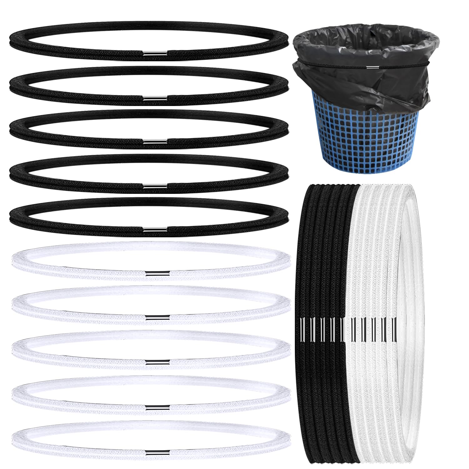 20 Pcs Garbage Can Bands, Trash Can Elastic Rubber Bands Fits 8 to 33 Gallon Trash Cans, Trash Can Bands Waste Box Holder Cabinet Loop Straps for Garbage Bag Liner Home Office School Indoor Outdoor