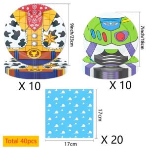 BINQOO Cartoon Blue Sky White Clouds Plates Napkins Total 40Pcs Serve 10 Toy Story Kids Birthday Party Boy Baby Shower Tableware Set Clouds Sky Dinner Plates Dessert Plates Napkins Supplies