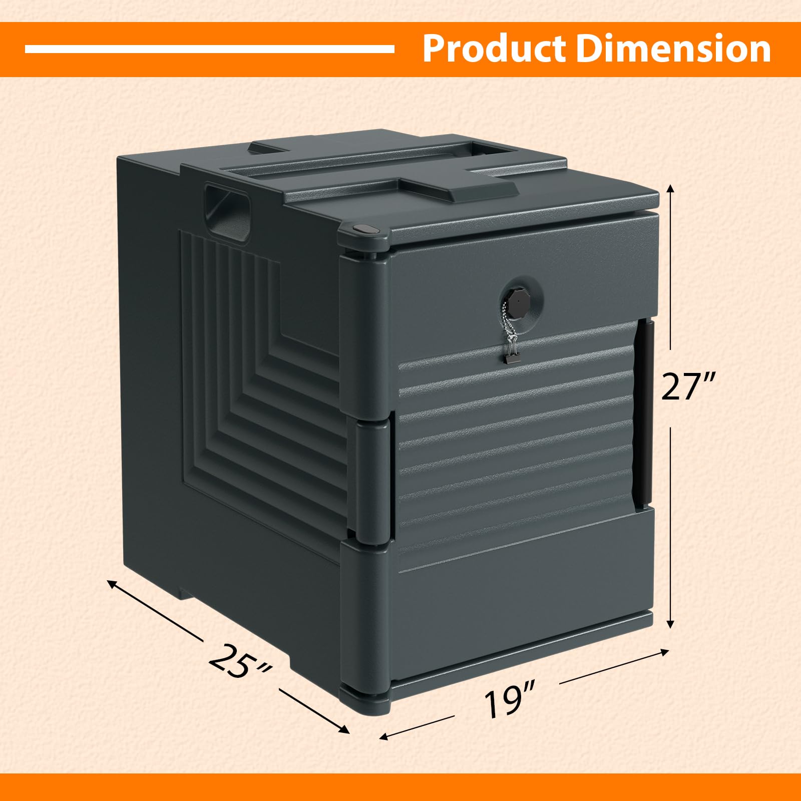 COSTWAY Insulated Food Pan Carrier, 95 Qt Hot Box Catering for 6 Full-Size Pan, Stackable Design, Fastener, Portable Front-Loading Food Warmer for Family Gathering, Buffets, Restaurant, Grey (1)