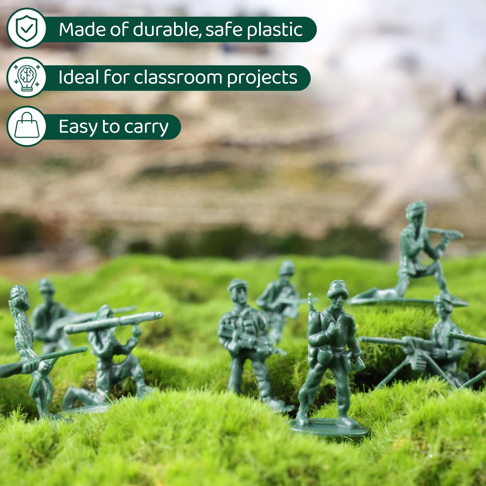 Shindel 200PCS Army Men Toy Soldiers, Green Soldier Figures Plastic Army Men Action Figures 12 Poses Creative Toys for Boys Girls Kids Birthday Gift