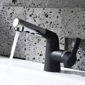 nanzu kitchen & bath fixtures taps faucet,all copper black basin faucet universal rotating pull faucet with spray gun wash basin hot and cold water mixer