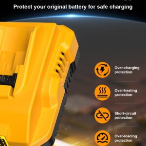 DCB112 Charger Replacement for Dewalt Battery Charger Compatible with Dewalt 12V 20V Max Lithium Battery DCB201 DCB204 DCB205 DCB206 DCB120 DCB127 DCB112 DCB115 DCB118 DCB107 DCB105 DCB102(Yellow)