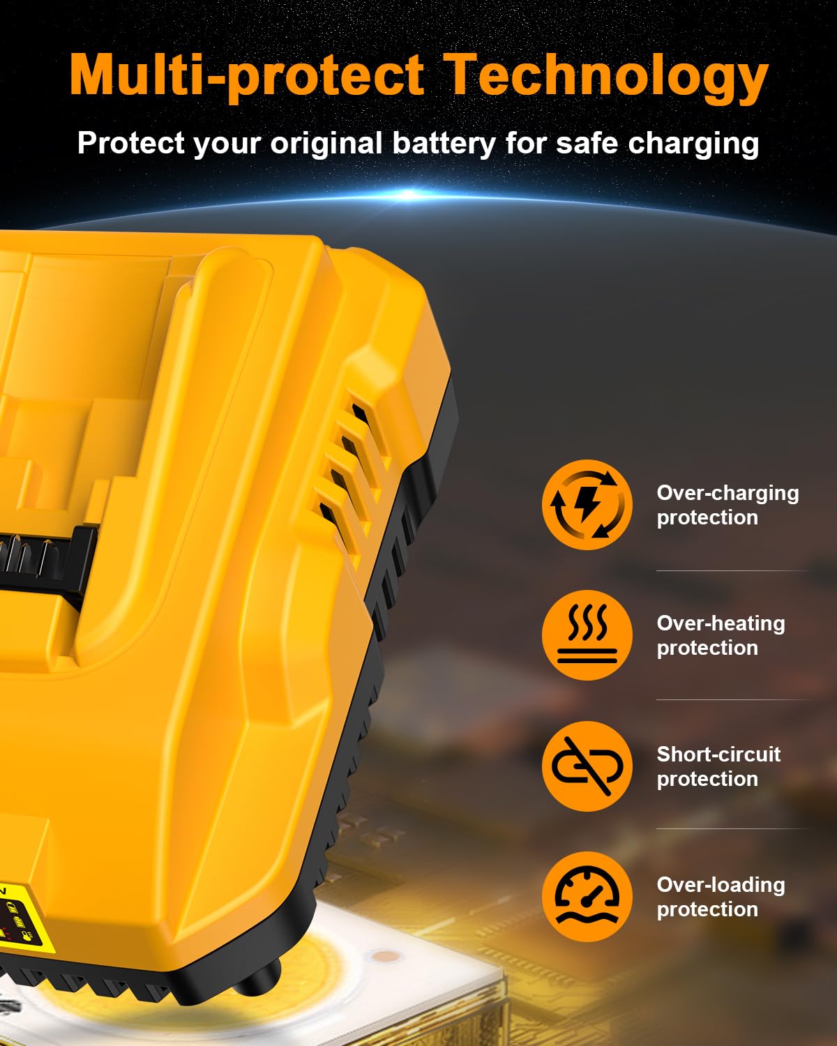 DCB112 Charger Replacement for Dewalt Battery Charger Compatible with Dewalt 12V 20V Max Lithium Battery DCB201 DCB204 DCB205 DCB206 DCB120 DCB127 DCB112 DCB115 DCB118 DCB107 DCB105 DCB102(Yellow)