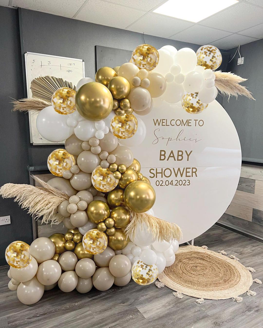 134pcs White Sand and Gold Balloons Arch Garland Kit, 18/12/10/5inch White Gold Balloons for Baby&Bridal Shower, Birthday Party, Wedding, Grad, Anniversary Party