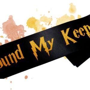 Decorit I Found My Keeper Sash, Bride to Be, for Engagement Bachelorette Bridal Shower, Muggle to Mrs Parry Hotter Themed Party Decorations and Supplies, Black and Gold Glitter