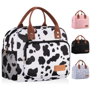 yotrone lunch bag women, insulated lunch box lunch bag for women men adult work, cute lunch tote bag large capacity reusable cooler lunch containers for travel picnic or office(cow)