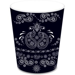 CC HOME Black Bandana Party Supplies Serves 16, Paisley Print Party Plates Napkins Cups Knives Forks Spoons Party Decoration Set for Western Cowboy Birthday Baby Shower Bridal Garden Party Tableware