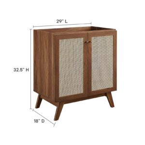 Modway Soma Rattan Weave Bathroom Vanity Cabinet (Sink Basin Not Included), 30 Inch, Walnut