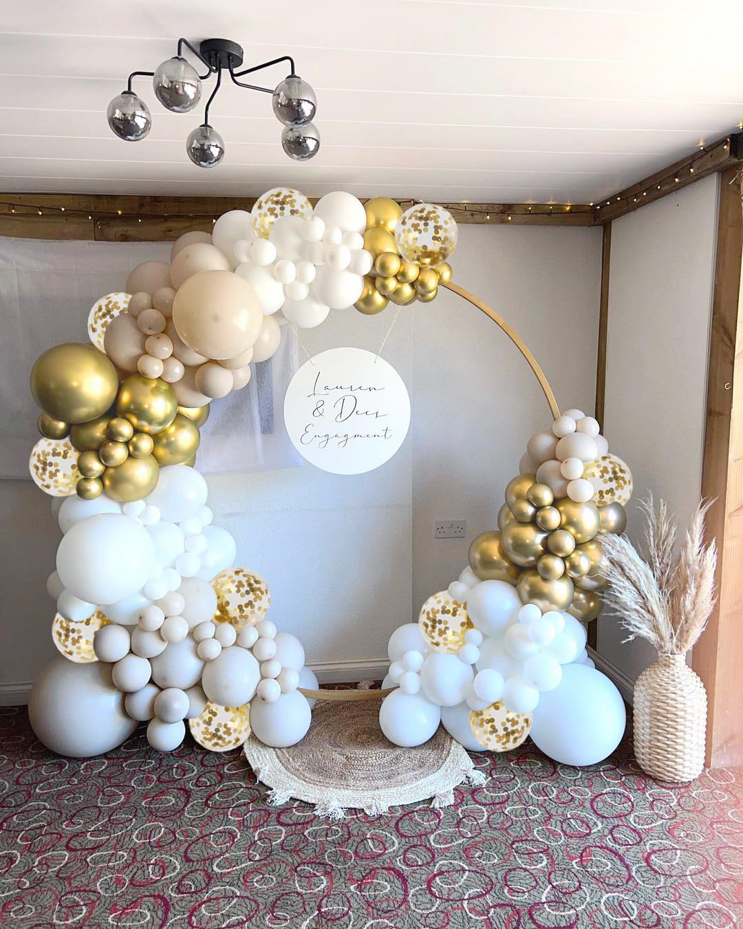 134pcs White Sand and Gold Balloons Arch Garland Kit, 18/12/10/5inch White Gold Balloons for Baby&Bridal Shower, Birthday Party, Wedding, Grad, Anniversary Party