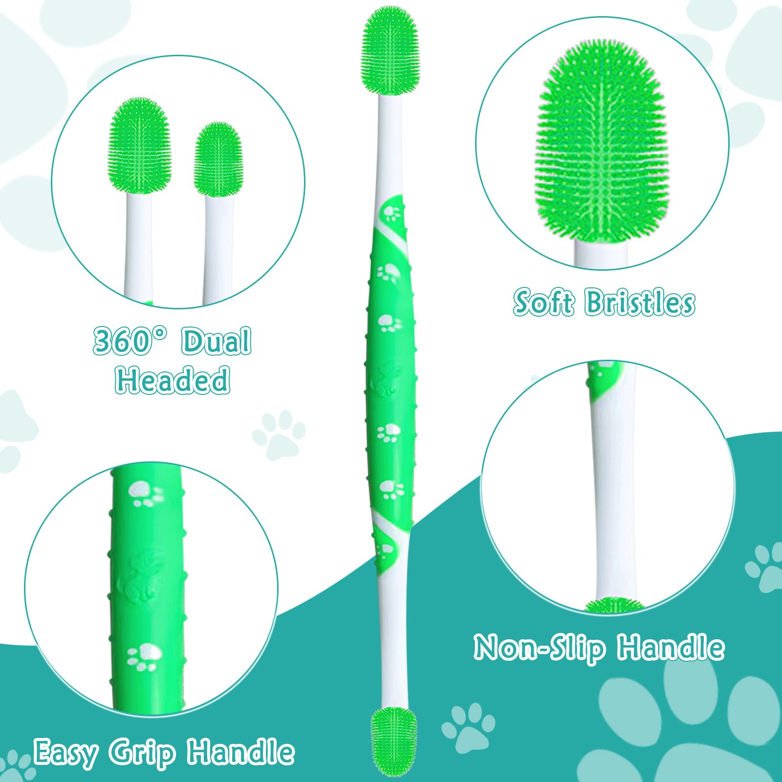 Dog Toothbrush 2PCS Dog Tooth Brush Three Sided Dog Tooth Brush Dual Head Toothbrush for Dogs, Soft Bristles Dog Tooth Brushing Kit Silicone 360 Degree Pet Toothbrush for Puppy Cat Dog Teeth Clean