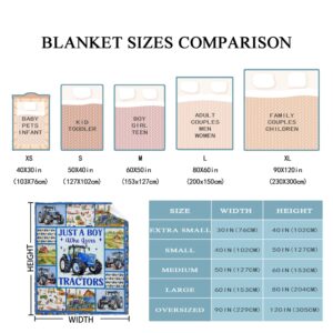 Tractor Blanket Farm Truck Blanket Gifts for Boys Kids Just A Boy Who Loves Tractors Blanket Super Warm Soft Throw for Bed Camping Sofa Decor Trucks Car Lover Gifts 30''x40''-XS