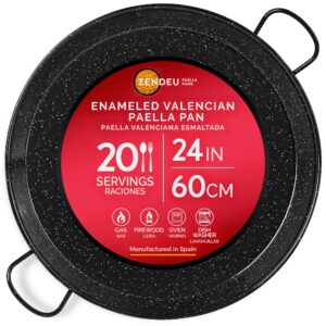 zendeu - paella pan 24 inch - enameled steel paella pan, made in spain - easy cleaning - enameled steel, 24 in - 60 cm (20 servings) cook your own spanish paella