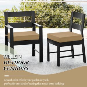 Wellsin Outdoor Chair Cushions for Patio Furniture - Outdoor Cushions for Chairs - Waterproof Patio Chair Cushions Set of 4, 18.5"X16"X3", Khaki