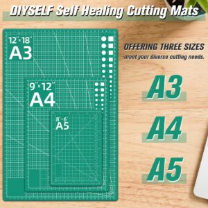 DIYSELF 8.6''x6'' Self Healing Rotary Cutting Mat - 5-Ply Double Sided Craft Board for Sewing, Quilting, Scrapbooking - Precision Table Protector in A5 Size, Green