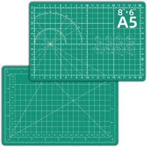 diyself 8.6''x6'' self healing rotary cutting mat - 5-ply double sided craft board for sewing, quilting, scrapbooking - precision table protector in a5 size, green