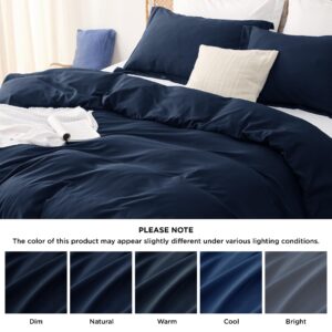 Bedsure Bundle of Polyester and Rayon Derived from Bamboo Blend Duvet Cover Set and Sheet Set of Rayon Derived from Bamboo, Queen Size