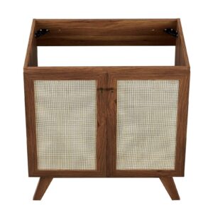 Modway Soma Rattan Weave Bathroom Vanity Cabinet (Sink Basin Not Included), 30 Inch, Walnut