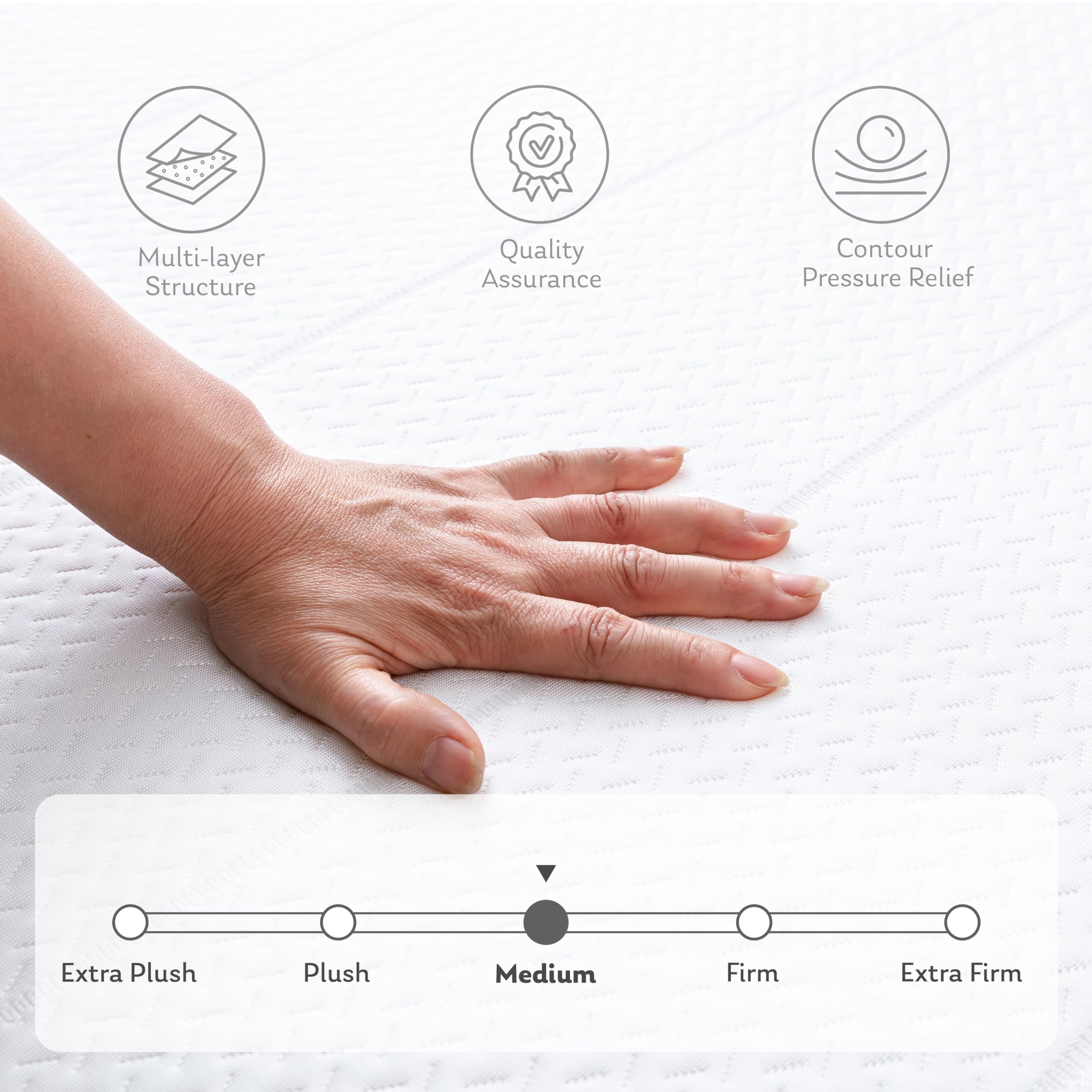 14 Inch Queen Memory Foam Mattress, Gel Cooling Mattress Bed in a Box, Fiberglass Free Mattress Medium Firm Mattress, CertiPUR-US Certified, 60”x80”x14”, White