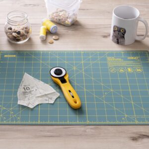 OLFA Fabric Cutting Kit (RTY-2CYEL/ST-01) - 12" x 18" Self Healing Rotary Cutting Mat (ST-01) and 45mm Yellow Quick-Change Rotary Cutter (RTY-2/CYEL)