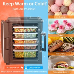 COSTWAY Insulated Food Pan Carrier, 95 Qt Hot Box Catering for 6 Full-Size Pan, Stackable Design, Fastener, Portable Front-Loading Food Warmer for Family Gathering, Buffets, Restaurant, Grey (1)