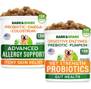 allergy relief chews + probiotics for dogs - digestive enzymes for allergies itchy skin w/fish oil omega 3 - dogs digestive health - gas, diarrhea,