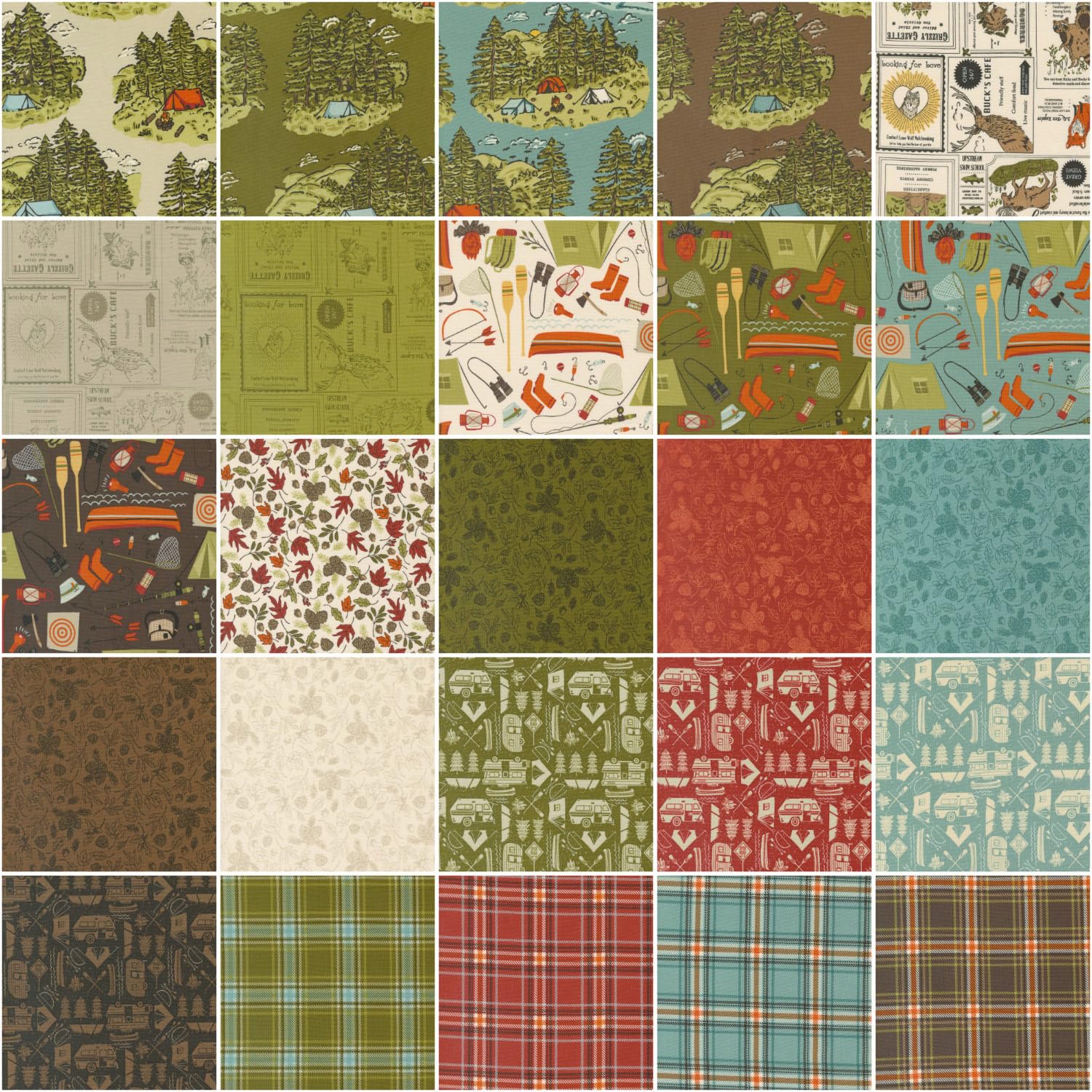 Moda Fabrics The Great Outdoors Layer Cake by Stacy Iest HSU 20880LC, 10 Inches, Assorted