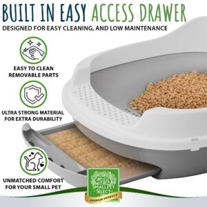 Small Pet Select - Pine Pellet Cat Litter Box, with 5 Pee Pads and Litter Scoop, Premium System for Cats and Other Small Animals, Tidy and Easy to Clean with Drawer, Scoop, and Removable Tray