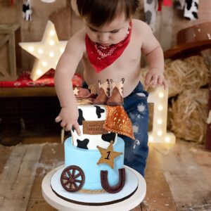 Cowboy Cake Decorations Cowboy Hat and Boot Cake Toppers Western Cowboy Cowgirl Birthday Baby Shower for Western Theme Party Favors Supplies (Brown)