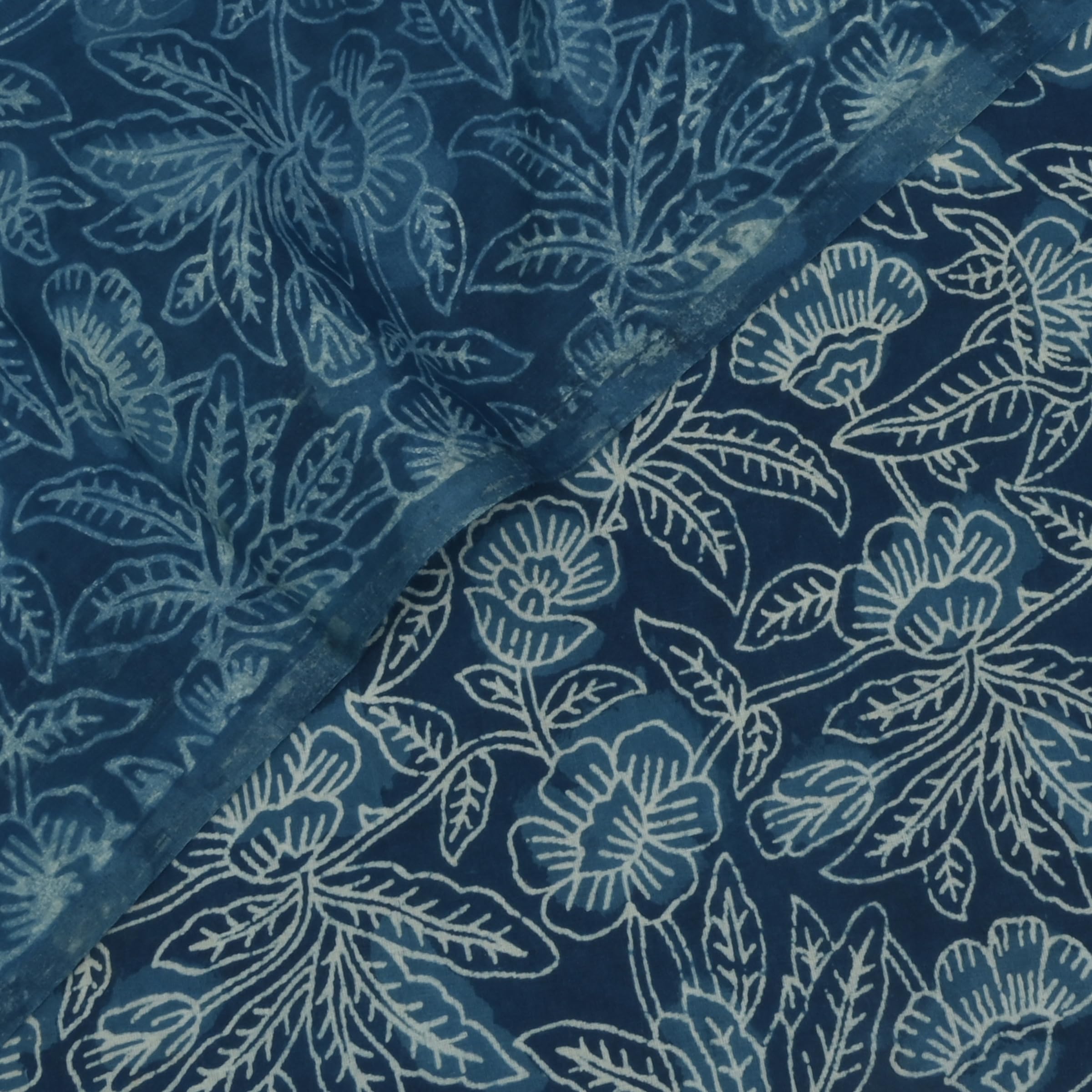 The Cozy Creations Hand Block Print Fabric by 5 Yard - PRECUT 5 Yard 44 Inch Width - 100% Cotton Material - Indigo Blue & White Floral Pattern - Light Weight Indian Cloth for Making Summer Dress