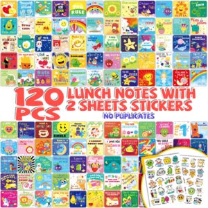 YTSQLER Lunch Box Notes for Kids, 120 Motivational Inspirational Lunch Notes Cards for Kids Girls Boys with Punny Reward Stickers, Thinking of You Cards Kids Lunch Accessories School Supplies