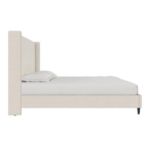 DHP Eveline Upholstered Platform Bed Frame - King in Textured Ivory Canvas