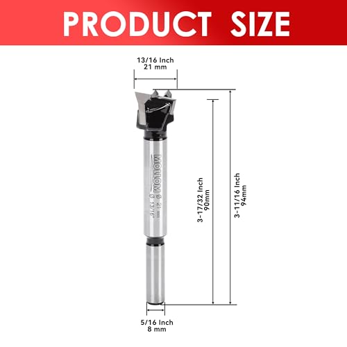 Mollom 13/16" (21mm) Forstner Drill Bit for Precise Woodworking with Durable YG8 Carbide Thickness of 2.0mm,This Hinge Cutter Tool is Ideal for Hard Wood, Plastic, Plywood