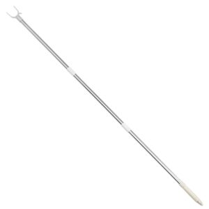 clothesline pole 51 inch telescoping pole with hook stainless steel long reach closet pole with hook ＆ non-slip handle for ceiling, shelf clothes line pole clothing hanger telescopic rod