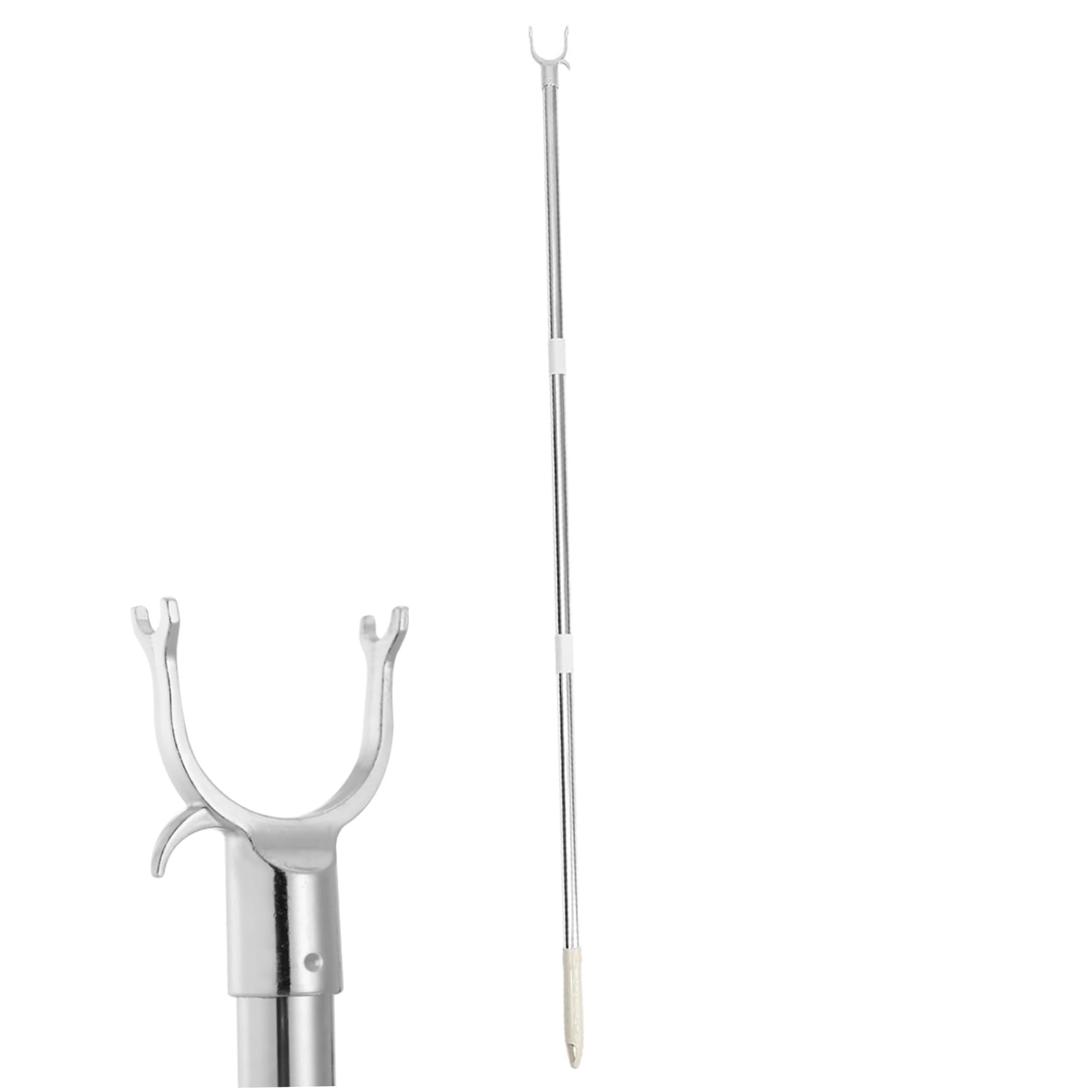 Clothesline Pole 51 Inch Telescoping Pole with Hook Stainless Steel Long Reach Closet Pole with Hook ＆ Non-slip Handle for Ceiling, Shelf Clothes Line Pole Clothing Hanger Telescopic Rod