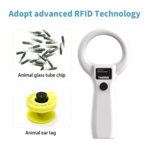 TAEING Pet Mircochip Scanner 134.2kHz Pet Chip Scanner, RFID EMID Animal Handheld Reader Support FDX-B(ISO 11784/11785) Animal Chip Scanner for Pet Dog Cat