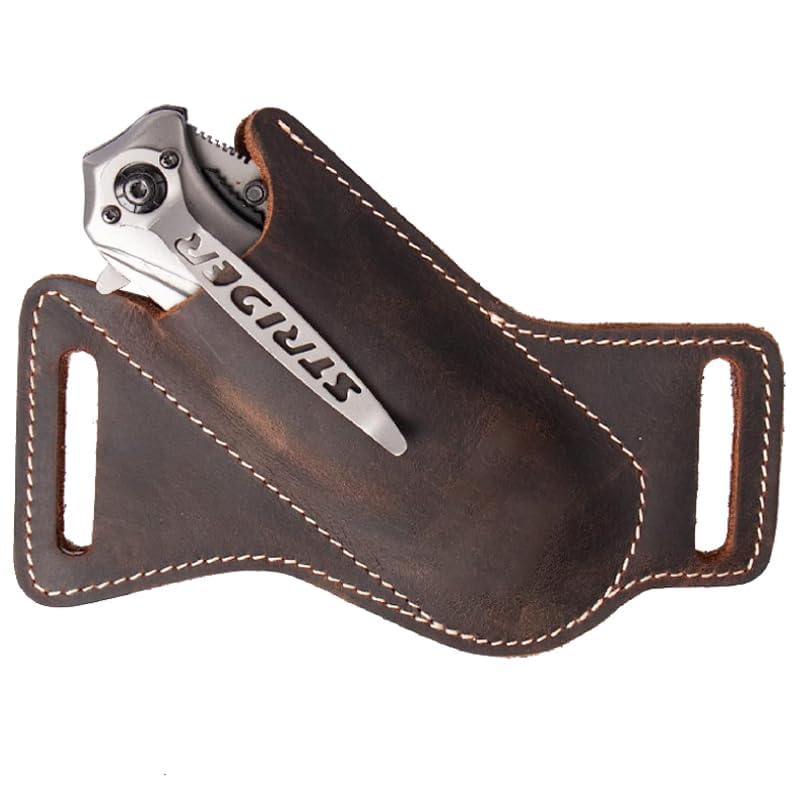 Leather Pocket Folding Shop Knife Sheaths for Belt EDC Holster