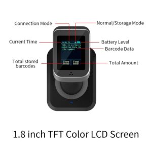 2D 1D QR Barcode Scanner with Screen Display with Charging Base 3 in 1 BT & 2.4GHz Wireless & Wired Connection 1.8 inch TFT Color LCD Screen Compatible with Windows Android Linux for Supermarket