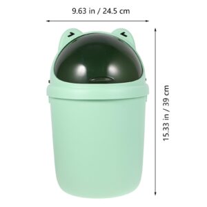 Amosfun Cartoon Frog Trash Can Plastic Garbage Bin with Lid Garbage Can Rubbish Pail Waste Basket Toilet Paper Bucket for Bathroom Kitchen Office Dorm