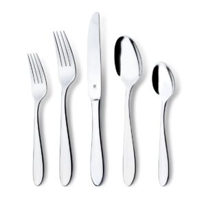 DANIALLI Modern Razzoli Silverware Set - 18/10 Stainless Steel Flatware Set for Elegant Dining - Dishwasher Safe Cutlery Set (60-Piece)