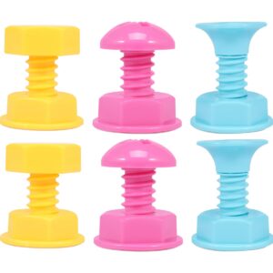 6 pcs self-adhesive wall hooks for kids room, cute screw shaped wall hooks 3 colors decorative wall hanger set multipurpose wall bag holder for water bottle umbrella towel coats hats backpacks